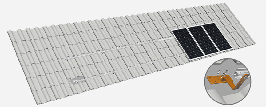 瓦屋顶太阳能电池板挂钩和支架系统